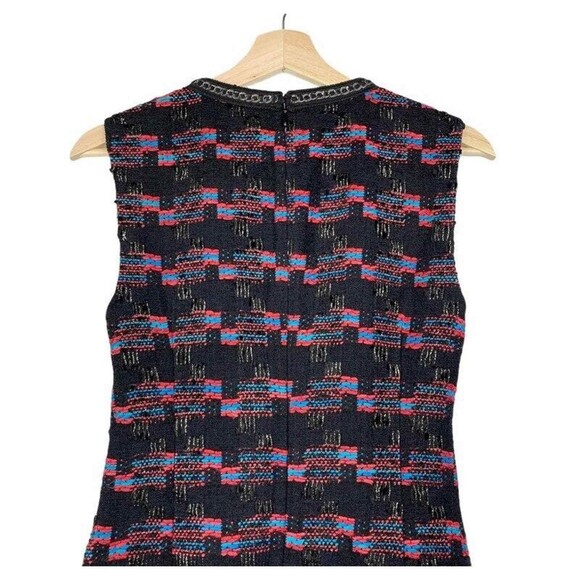 Trina Turk Womens Goodnight Tweed Sheath Dress Black Geometric Scoop Zipper XS - Picture 6 of 11